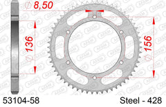 Corona AFAM 53104-58 in acciaio passo 428 FANTIC 125 CABALLERO MOTARD CASA 2018