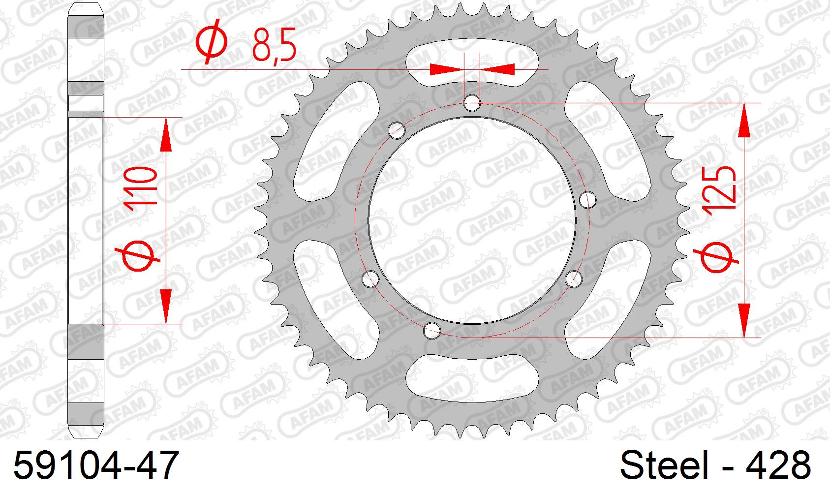 Corona AFAM 59104-47 in acciaio passo 428 SHERCO 125 CITY CORP 2007  -2009  