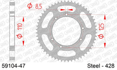 Corona AFAM 59104-47 in acciaio passo 428 SHERCO 125 CITY CORP 2007  -2009  