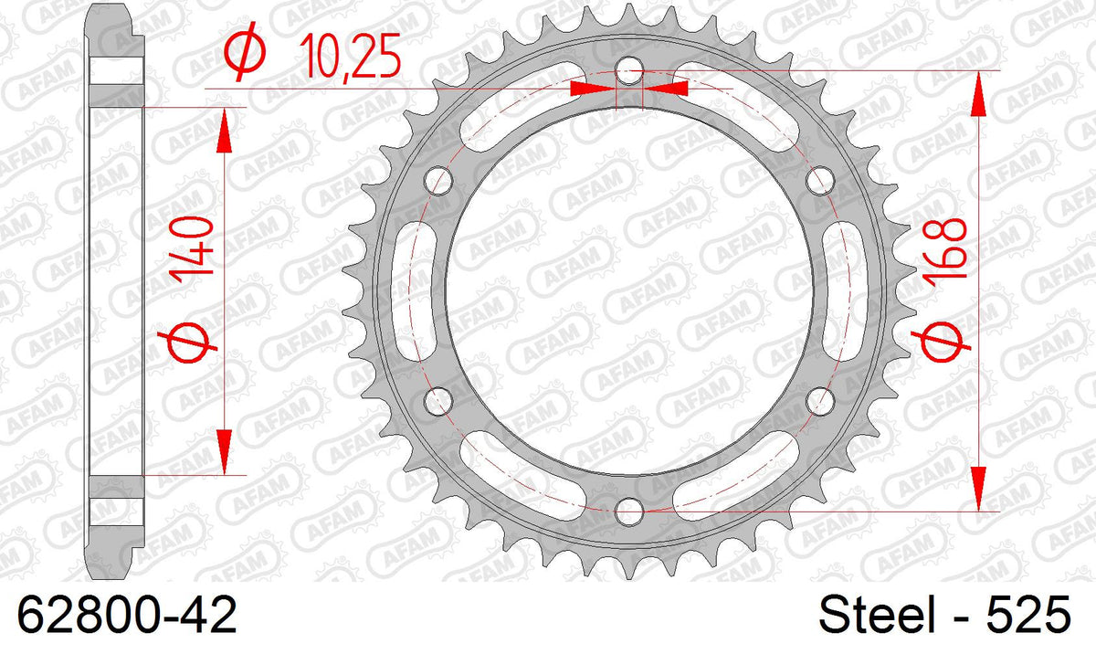 Corona AFAM 62800-42 in acciaio passo 525 HUSQVARNA R 900 NUDA ABS 2012  -2013  