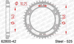 Corona AFAM 62800-42 in acciaio passo 525 HUSQVARNA R 900 NUDA ABS 2012  -2013  