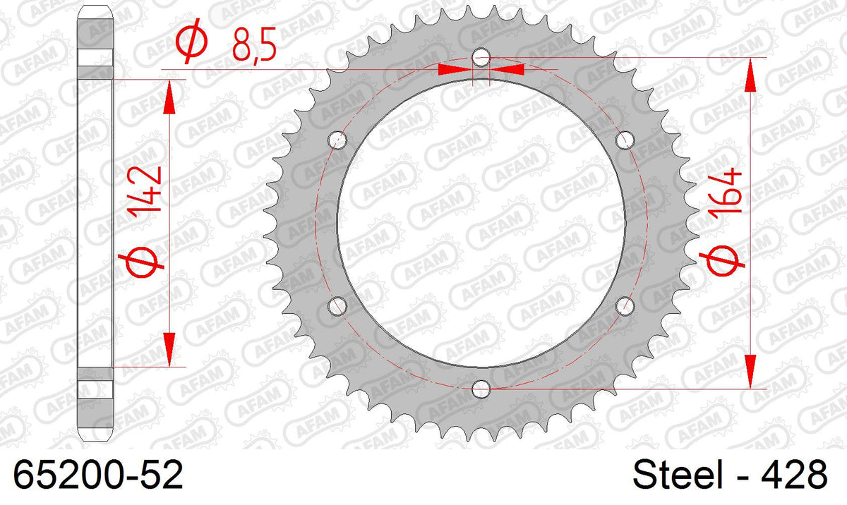 Corona AFAM 65200-52 in acciaio passo 428 HYOSUNG GT 125 COMET 2003  -2010  