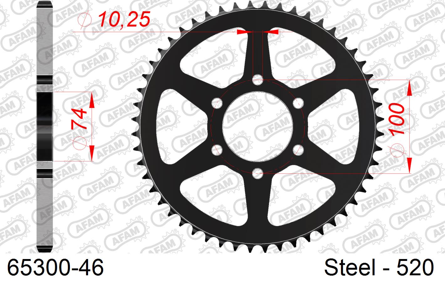 Corona AFAM 65300-46 in acciaio passo 520 HYOSUNG GV 250 AQUILA 2004  -2007  