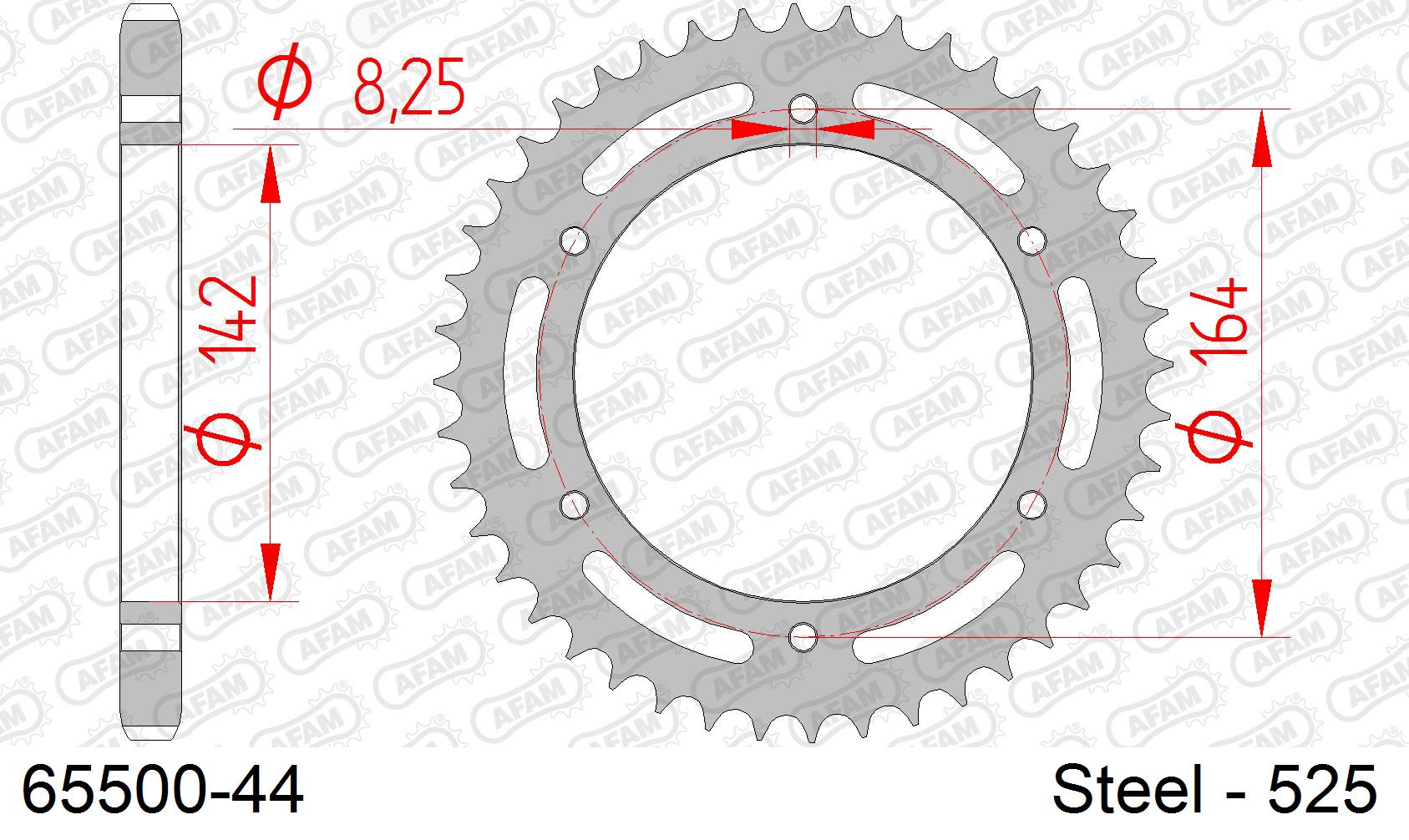 Corona AFAM 65500-44 in acciaio passo 525 HYOSUNG GT 650 COMET NAKED 2004  -2008  