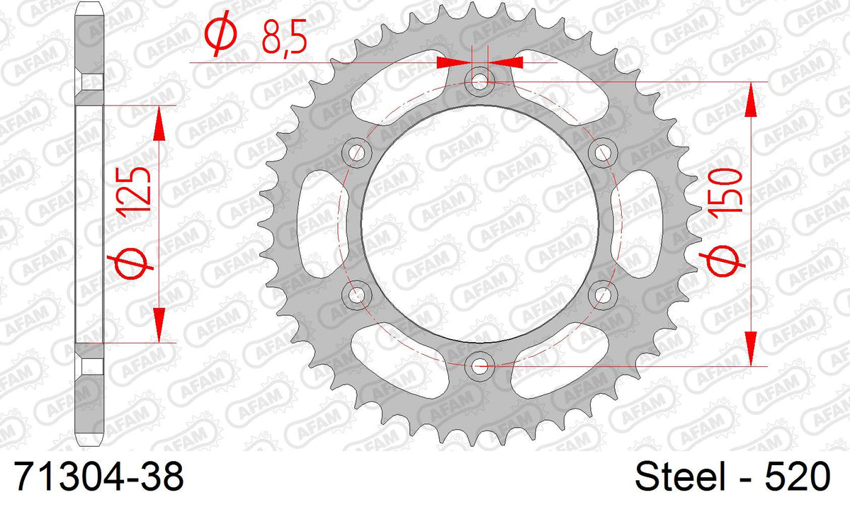 Corona AFAM 71304-38 in acciaio passo 520 KTM 620 DUKE 1993