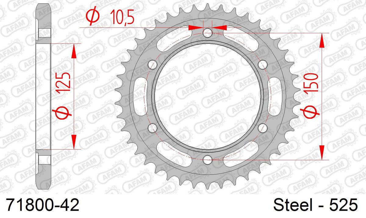 Corona AFAM 71800-42 in acciaio passo 525 KTM 1050 ADVENTURE 2015  -2016  