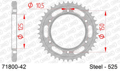 Corona AFAM 71800-42 in acciaio passo 525 KTM 1050 ADVENTURE 2015  -2016  