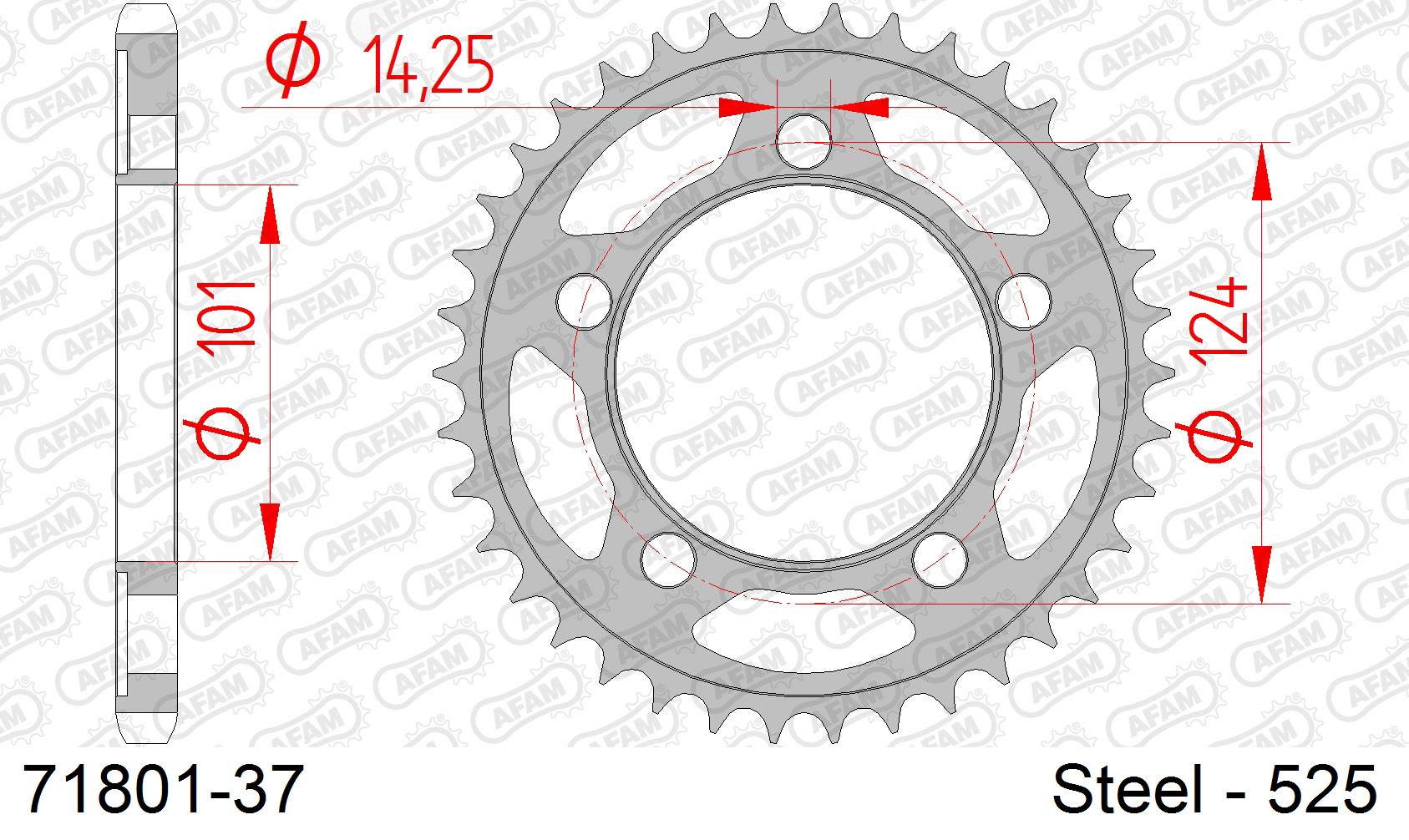 Corona AFAM 71801-37 in acciaio passo 525 KTM RC 8 2008  -2011  