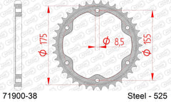 Corona AFAM 71900-38 in acciaio passo 525 KTM 1290 R SUPERDUKE R ABS 2014  -2022  