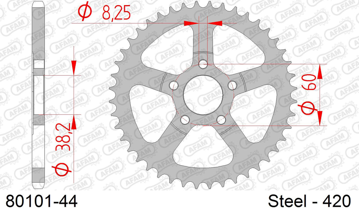 Corona AFAM 80101-44 in acciaio passo 420 RIEJU RS1 50 1997  -2004  