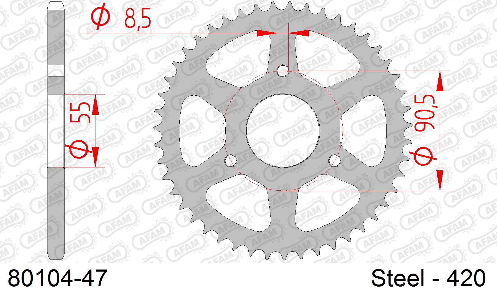 Corona AFAM 80104-47 in acciaio passo 420 RIEJU NKD 50 2004  -2010  