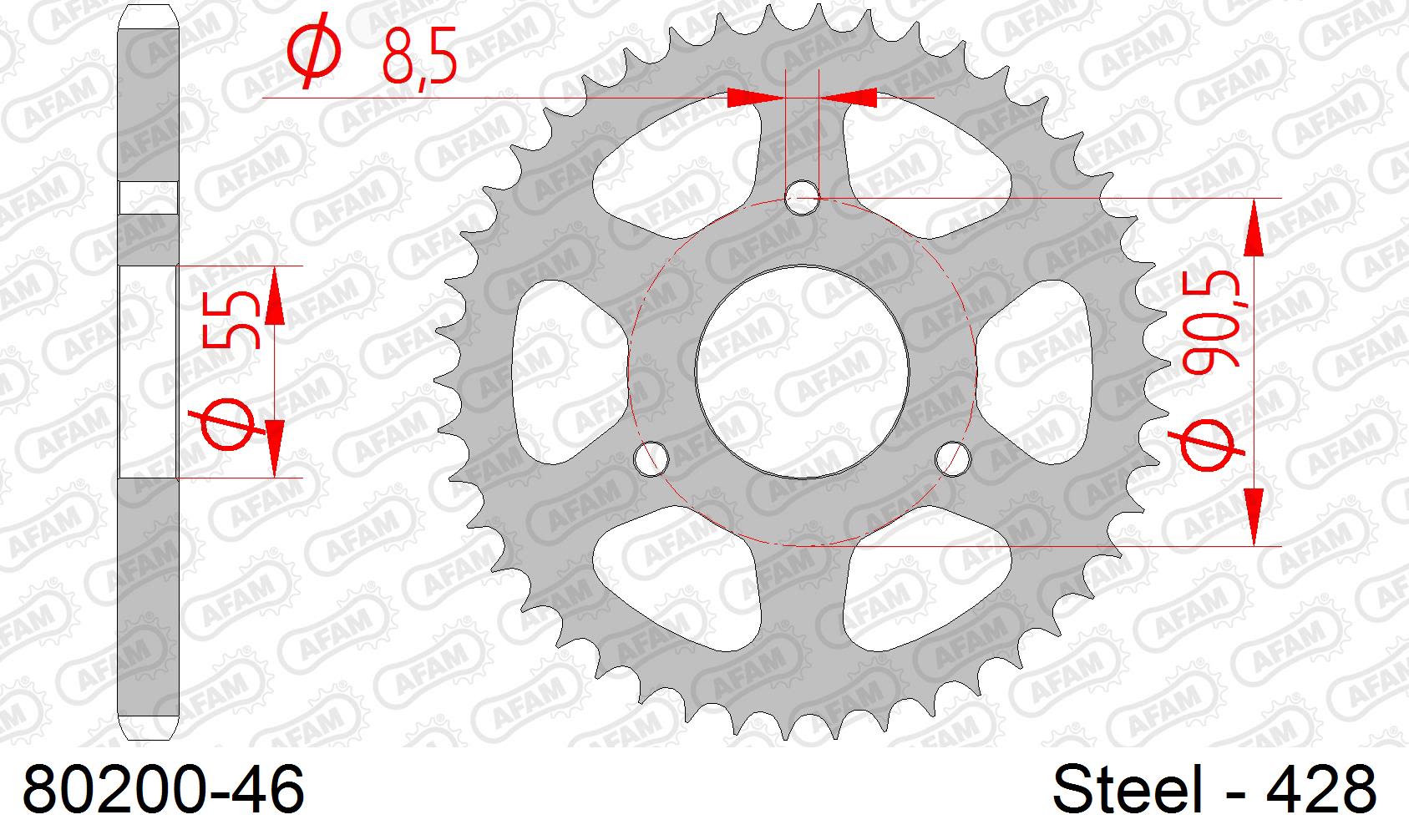 Corona AFAM 80200-46 in acciaio passo 428 RIEJU NKD 125 2006  -2010  