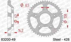 Corona AFAM 83200-49 in acciaio passo 428 MZ (MUZ) RT 125 2001  -2007  