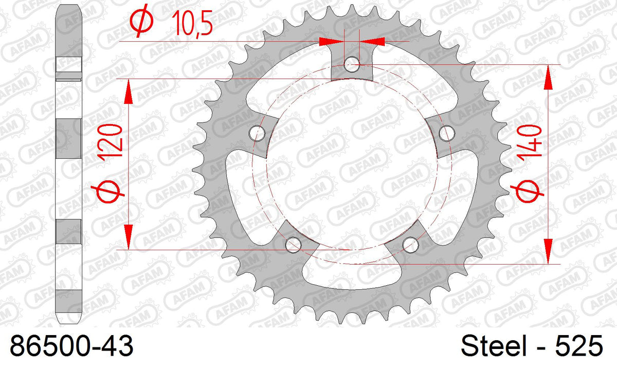 Corona AFAM 86500-43 in acciaio passo 525 TRIUMPH T 100 BONNEVILLE 2001  -2006  