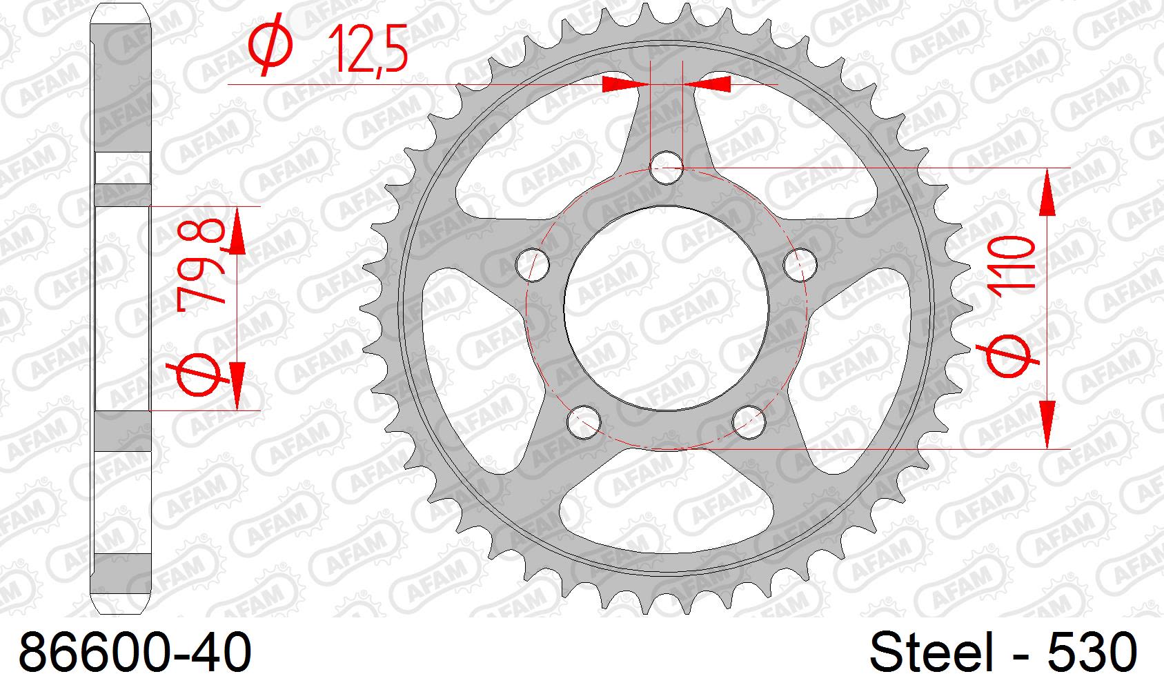 Corona AFAM 86600-40 in acciaio passo 530 TRIUMPH 1200 TROPHY 1999  -2001  