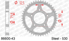 Corona AFAM 86600-43 in acciaio passo 530 TRIUMPH 1200 DAYTONA 1994  -1998  