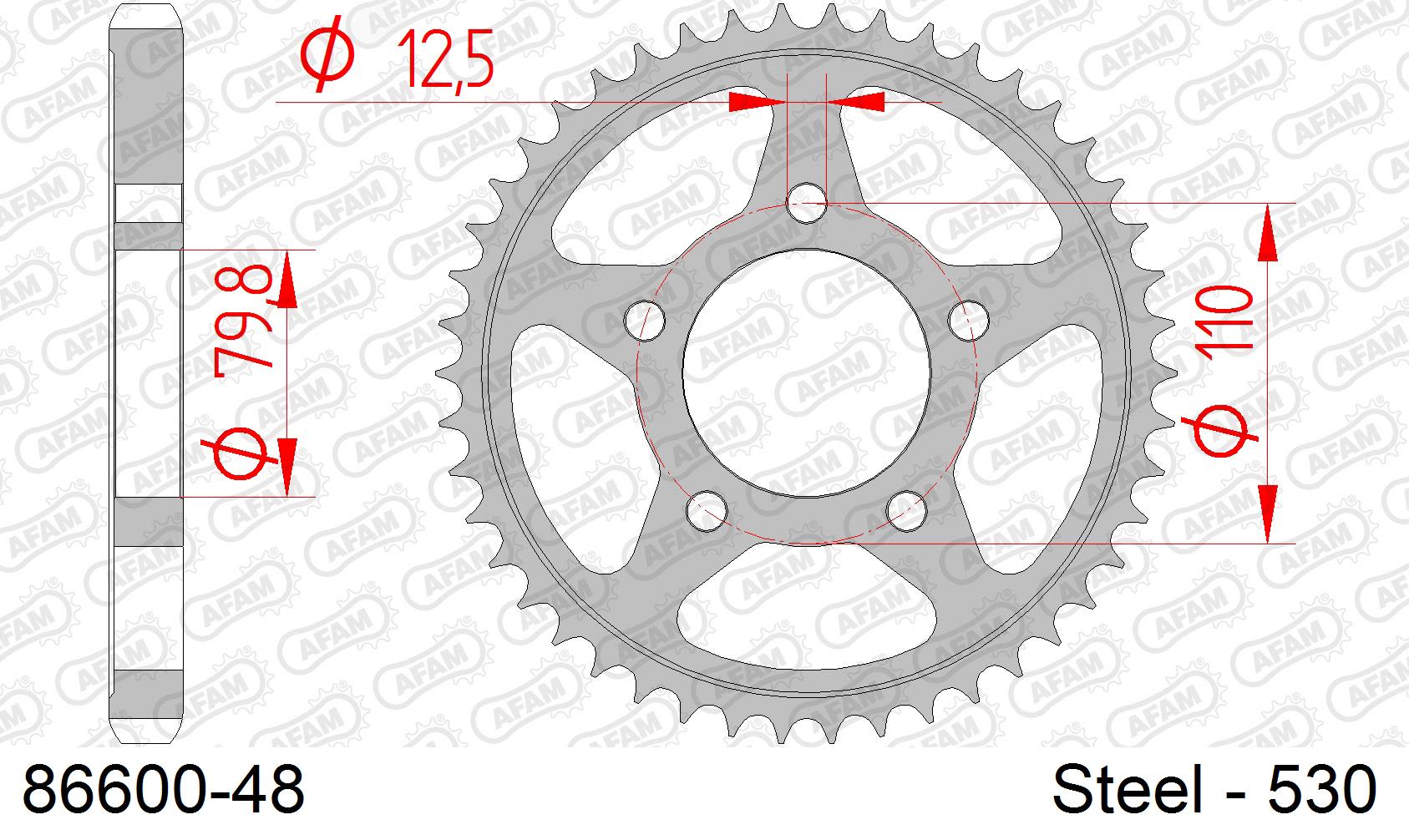 Corona AFAM 86600-48 in acciaio passo 530 TRIUMPH 1000 DAYTONA 1991  -1992  