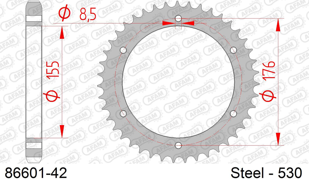 Corona AFAM 86601-42 in acciaio passo 530 TRIUMPH 1050 GT SPRINT ABS 2010  -2016  