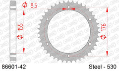 Corona AFAM 86601-42 in acciaio passo 530 TRIUMPH 1050 GT SPRINT ABS 2010  -2016  