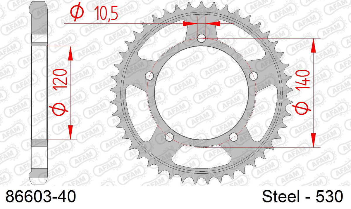 Corona AFAM 86603-40 in acciaio passo 530 SUZUKI SV 1000 N 2003  -2007  