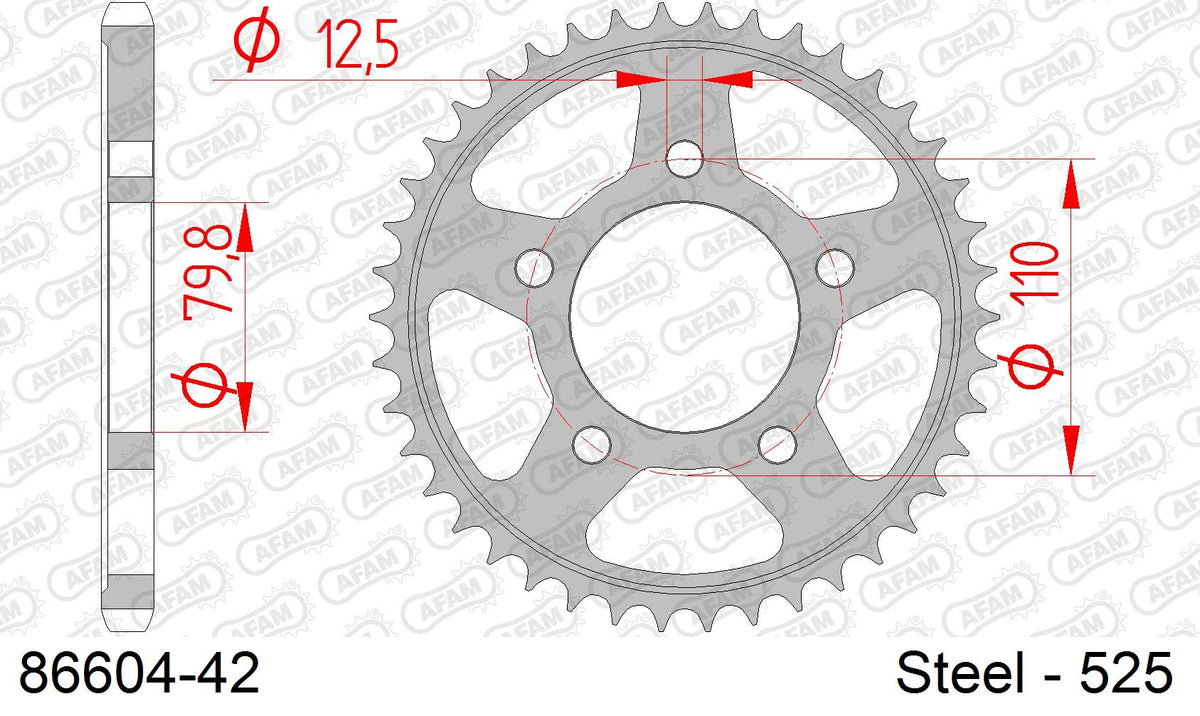 Corona AFAM 86604-42 in acciaio passo 525 TRIUMPH 800 BONNEVILLE AMERICA 2002  -2006  