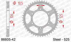 Corona AFAM 86605-42 in acciaio passo 525 TRIUMPH R 1200 TRUXTON 2016  -2017  