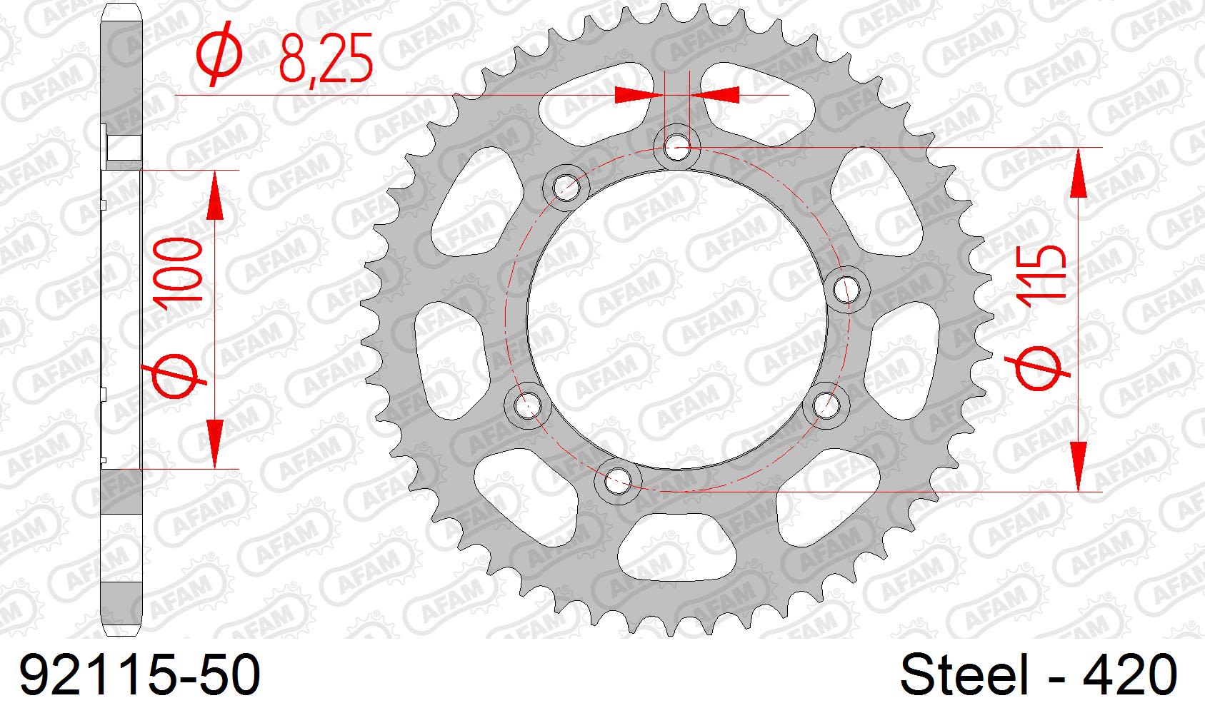 Corona AFAM 92115-50 in acciaio passo 420 BETA RR 50 SUPERMOTO 2002  -2005  