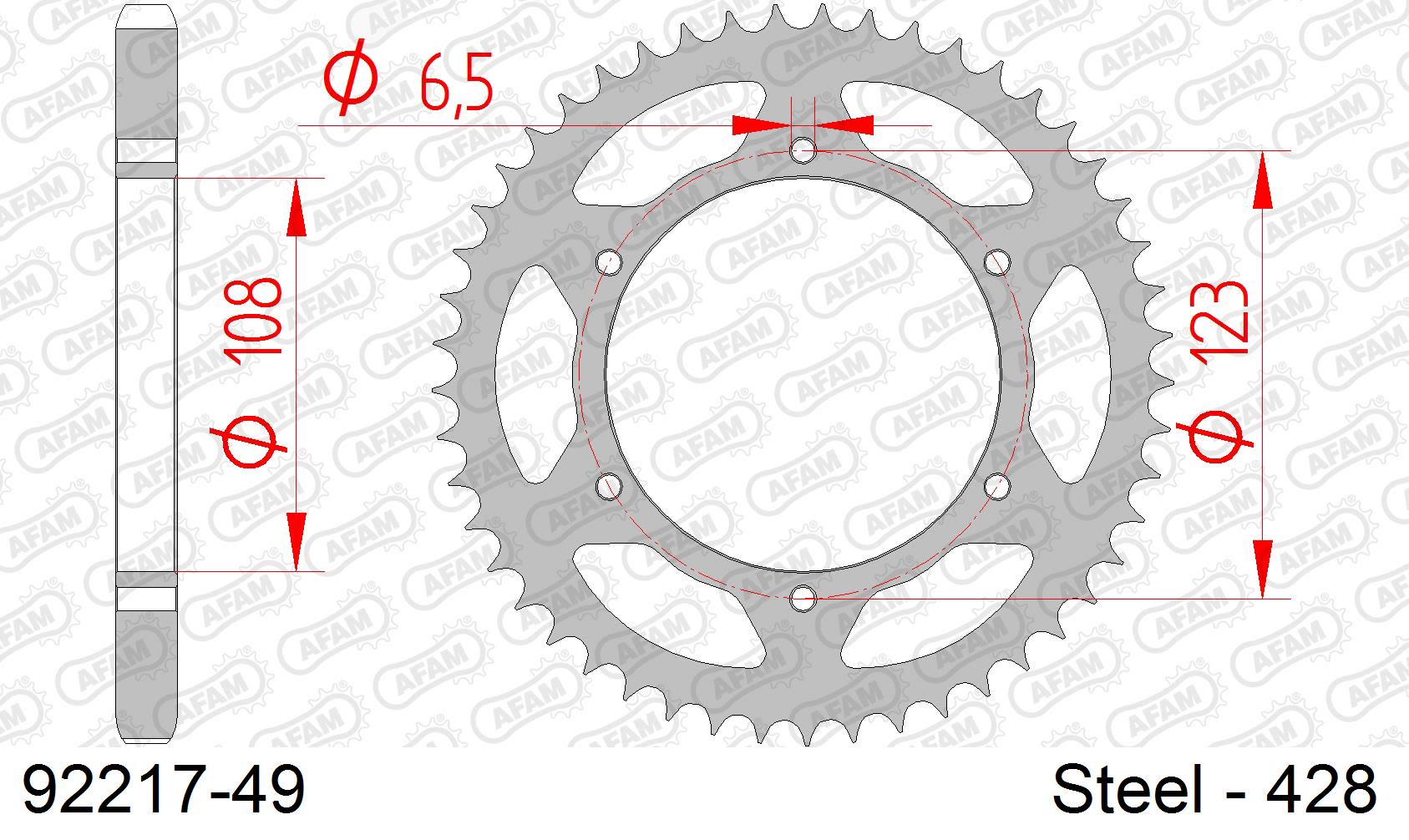 Corona AFAM 92217-49 in acciaio passo 428 DERBI 125 MULHACEN CAFE 2008  -2011  