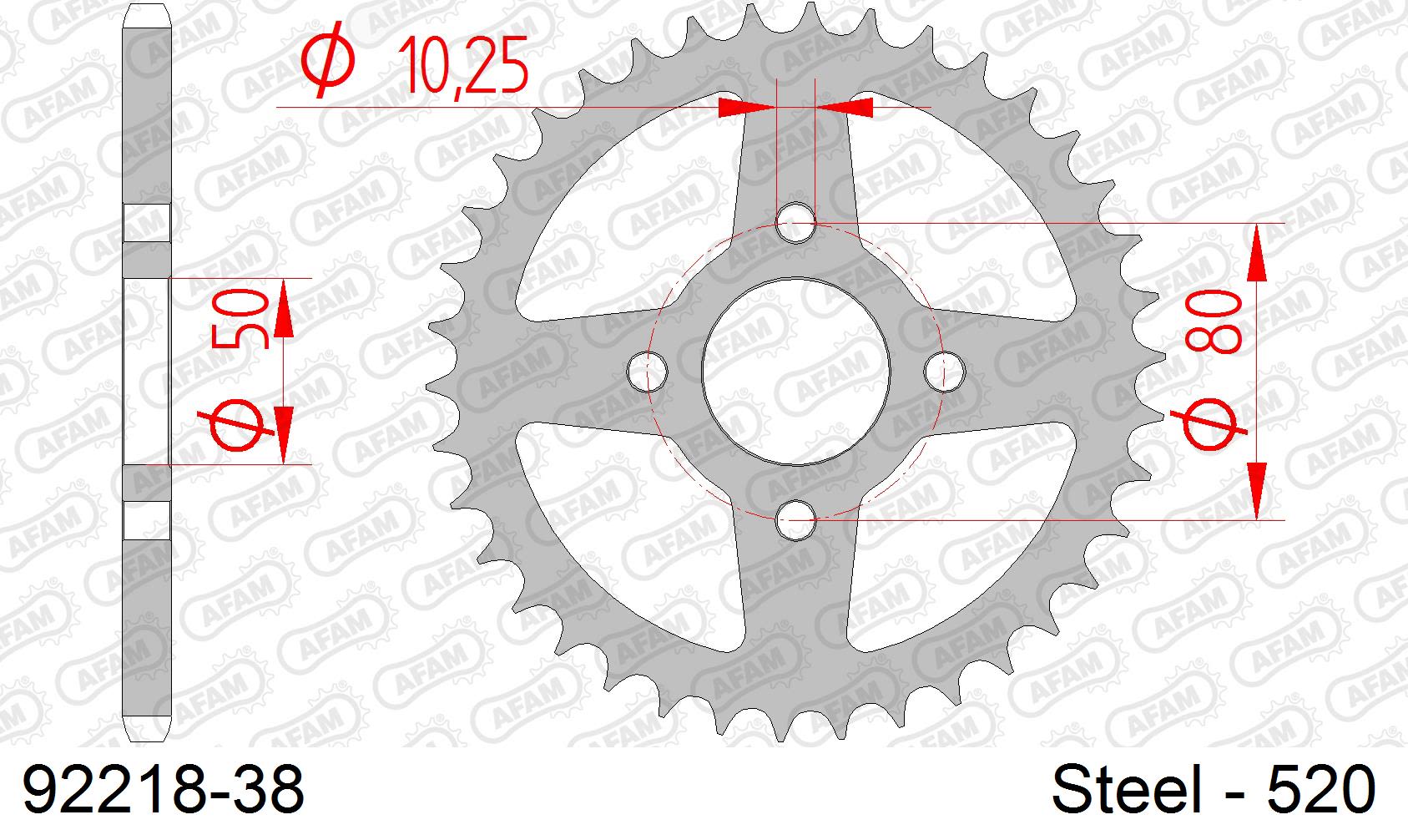 Corona AFAM 92218-38 in acciaio passo 520 E-TON VXL 250 ST VECTOR 2006  -2011  