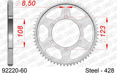 Corona AFAM 92220-60 in acciaio passo 428 APRILIA RS4 125 2014  -2020  