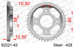 Corona AFAM 92221-42 in acciaio passo 428 MASH 125 CAFÉ RACER 2017  -2019  