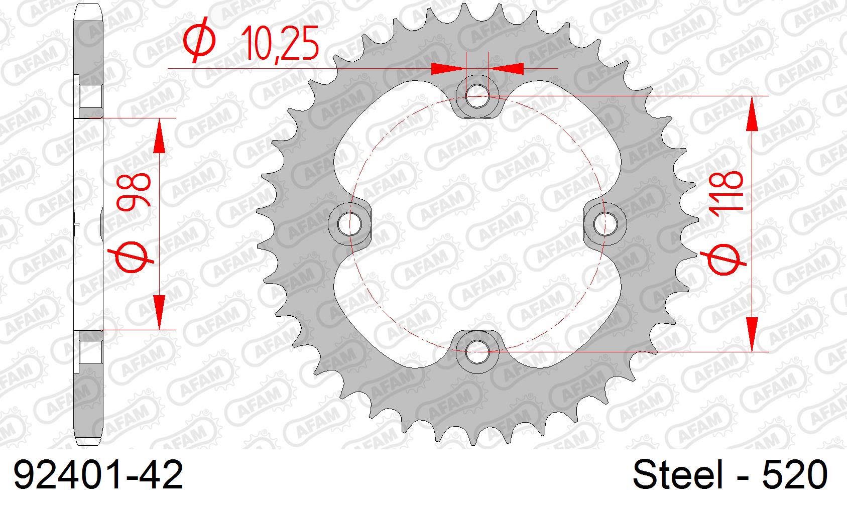 Corona AFAM 92401-42 in acciaio passo 520 CAN AM DS 450 2008  -2012  