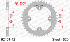 Corona AFAM 92401-42 in acciaio passo 520 CAN AM DS 450 2008  -2012  