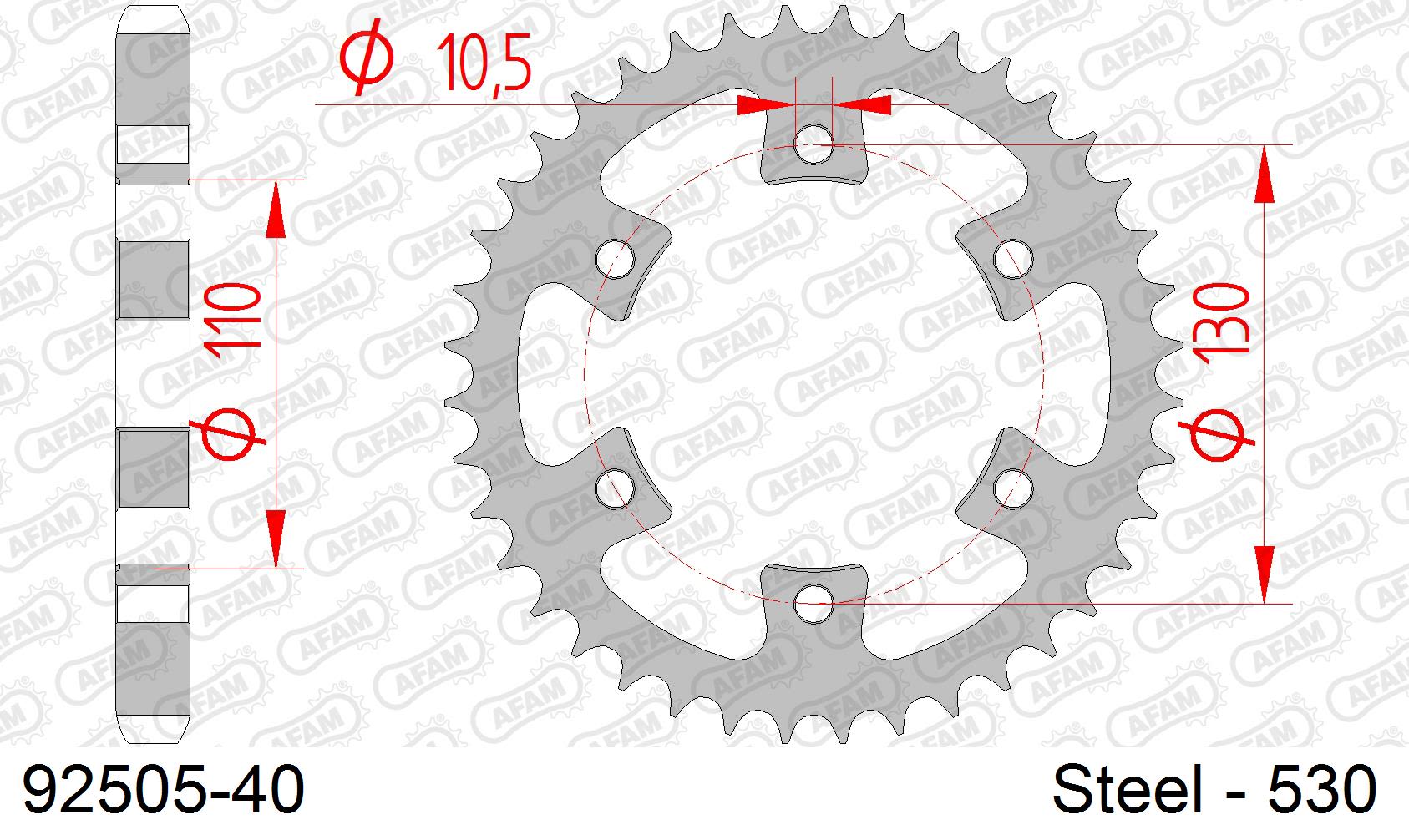 Corona AFAM 92505-40 in acciaio passo 530 BOMBARDIER/BRP DS 650 BAJA/X 2004  -2006  