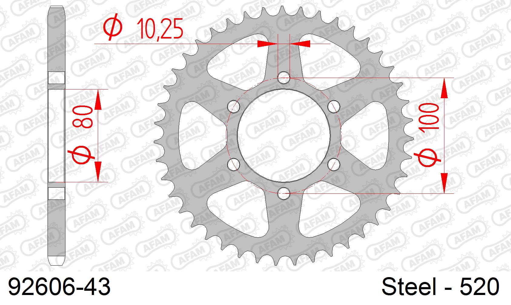 Corona AFAM 92606-43 in acciaio passo 520 LAVERDA 750 GHOST STRIKE 1998  -1999  