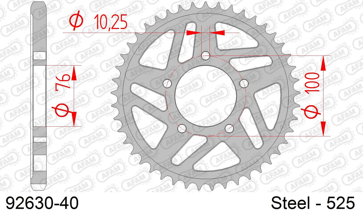 Corona AFAM 92630-40 in acciaio passo 525 TRIUMPH 1000 CHARADE RACING 2005  -2008  