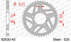 Corona AFAM 92630-40 in acciaio passo 525 TRIUMPH 1000 CHARADE RACING 2005  -2008  