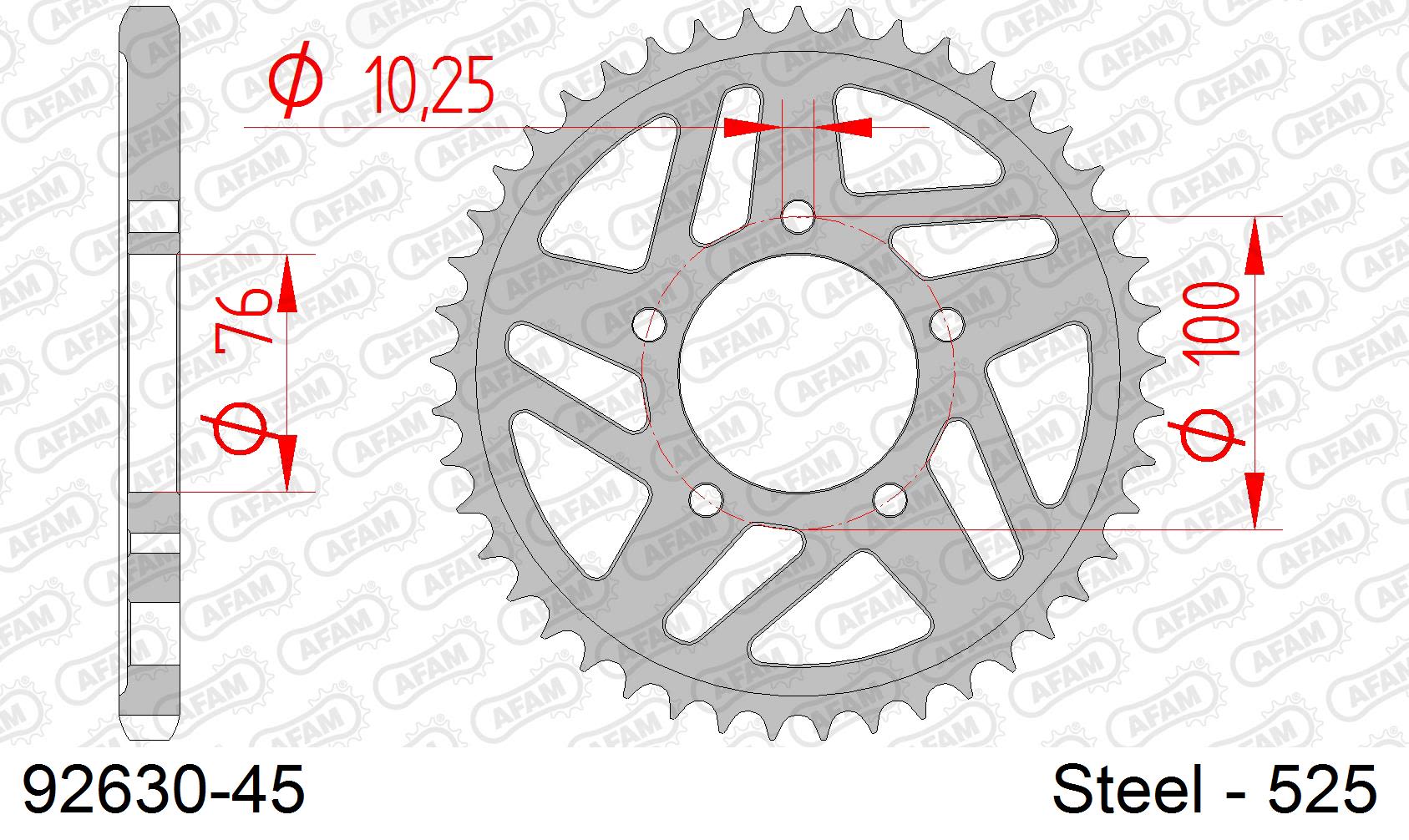 Corona AFAM 92630-45 in acciaio passo 525 YAMAHA YZF 1000 R1 SP 2006