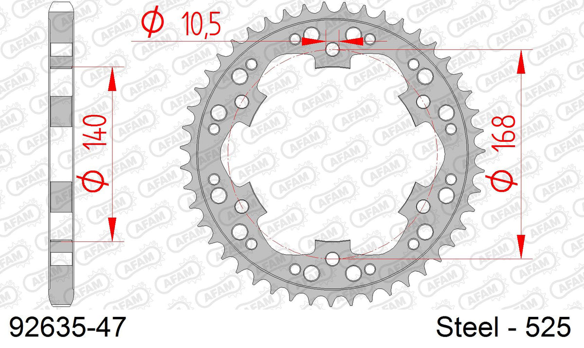 Corona AFAM 92635-47 in acciaio passo 525 BMW F 800 R 2005  -2020  