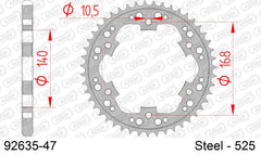 Corona AFAM 92635-47 in acciaio passo 525 BMW F 800 R 2005  -2020  