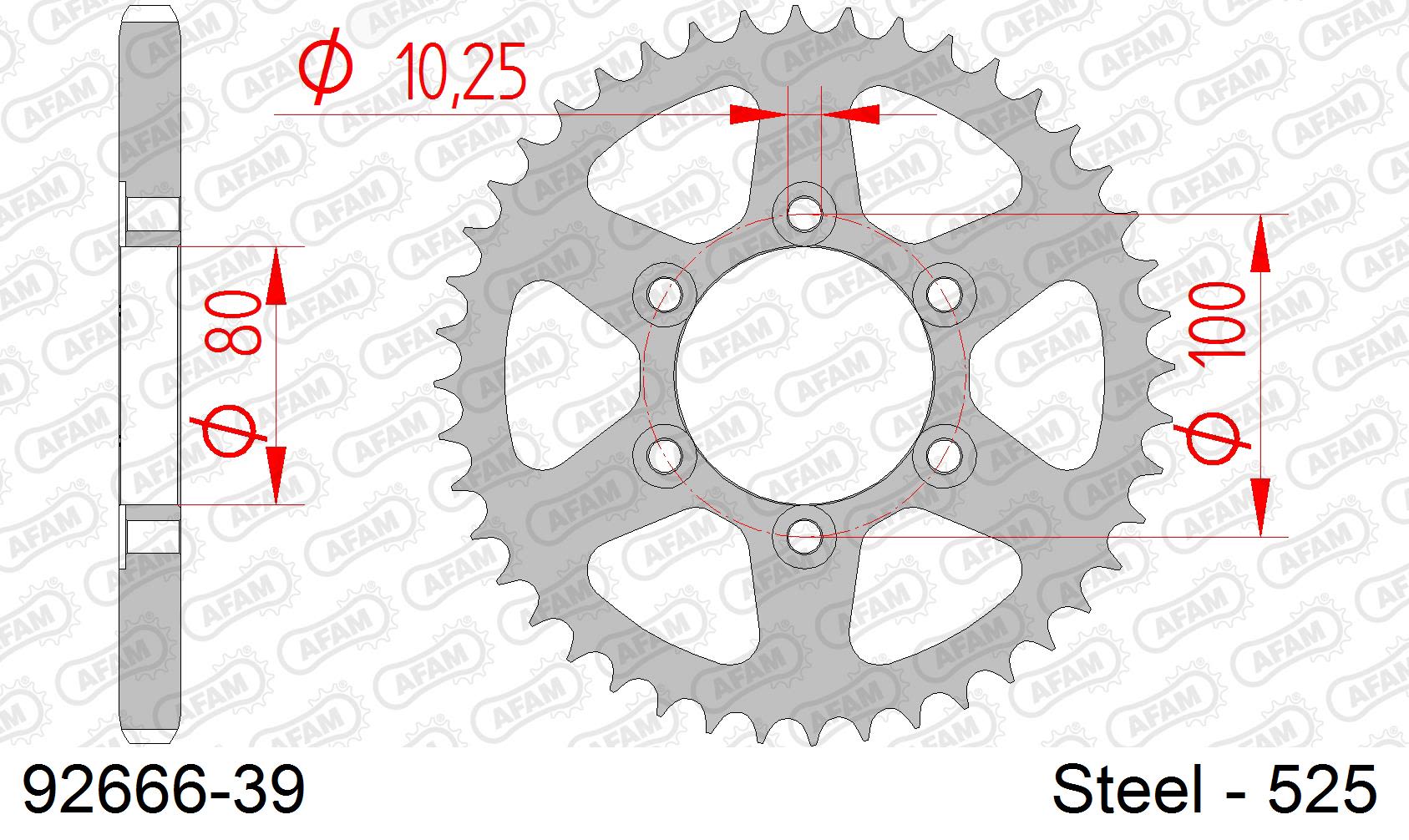 Corona AFAM 92666-39 in acciaio passo 525 TRIUMPH 1000 BLACK MAGIC 2006  -2008  