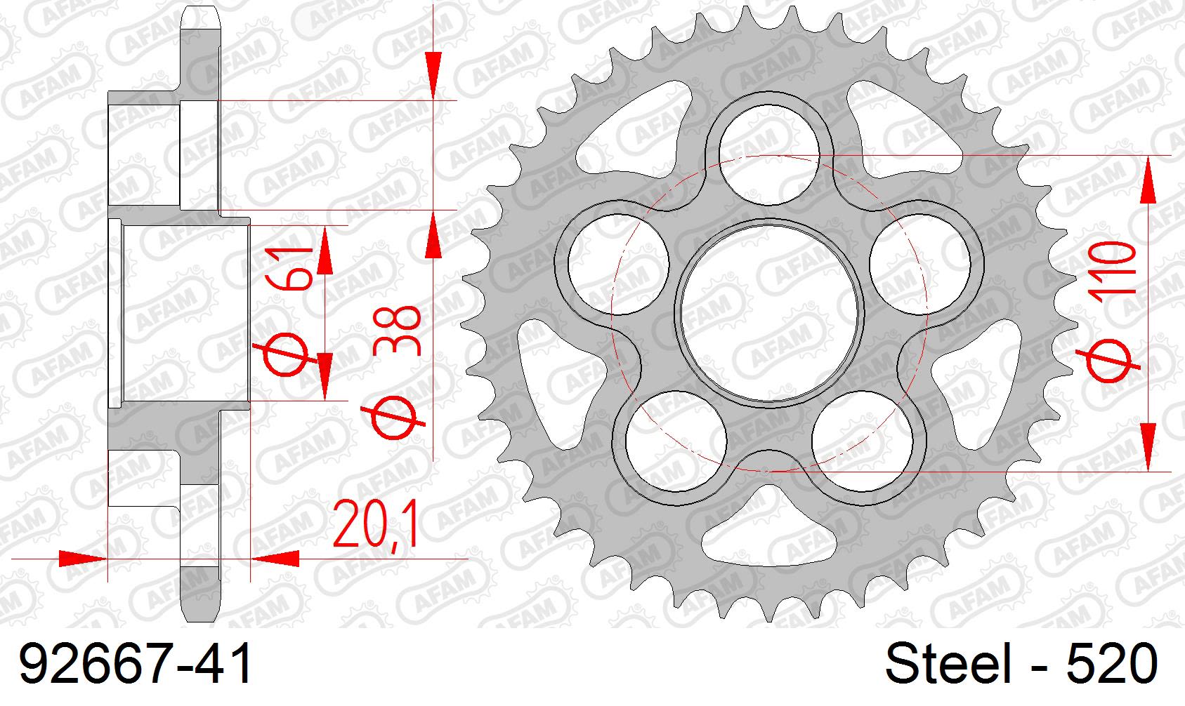 Corona AFAM 92667-41 in acciaio passo 520 MV AGUSTA F4 750 AGO 2004