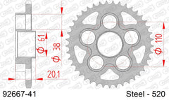 Corona AFAM 92667-41 in acciaio passo 520 MV AGUSTA F4 750 AGO 2004