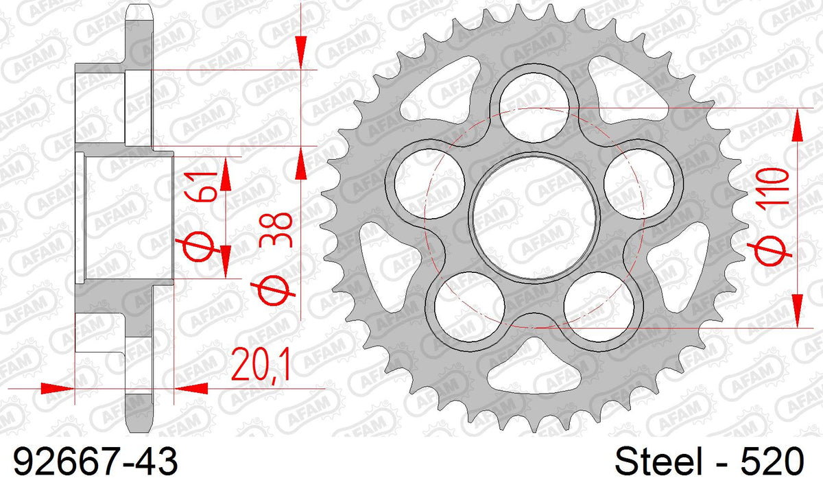 Corona AFAM 92667-43 in acciaio passo 520 MV AGUSTA F4 750 S 2002