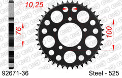 Corona AFAM 92671-36 in acciaio passo 525 BENELLI TNT 1130 CAFE RACER 2005  -2012  