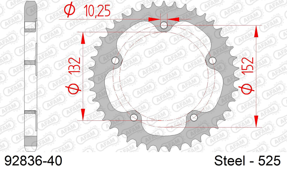 Corona AFAM 92836-40 in acciaio passo 525 MV AGUSTA F4 1000 2004  -2006  