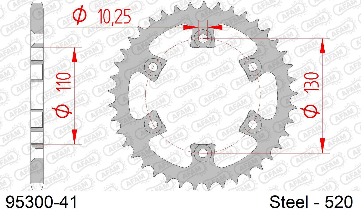 Corona AFAM 95300-41 in acciaio passo 520 GAS-GAS HP 450 WILD QUAD 2004  -2006  