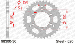 Corona AFAM 98300-30 in acciaio passo 520 POLARIS 500 SCRAMBLER 2000  -2004  