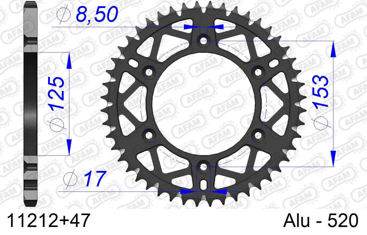 Corona AFAM 11212+47 in all. passo 520 HM-HONDA CRE 250 R ENDURO 2002  -2007  