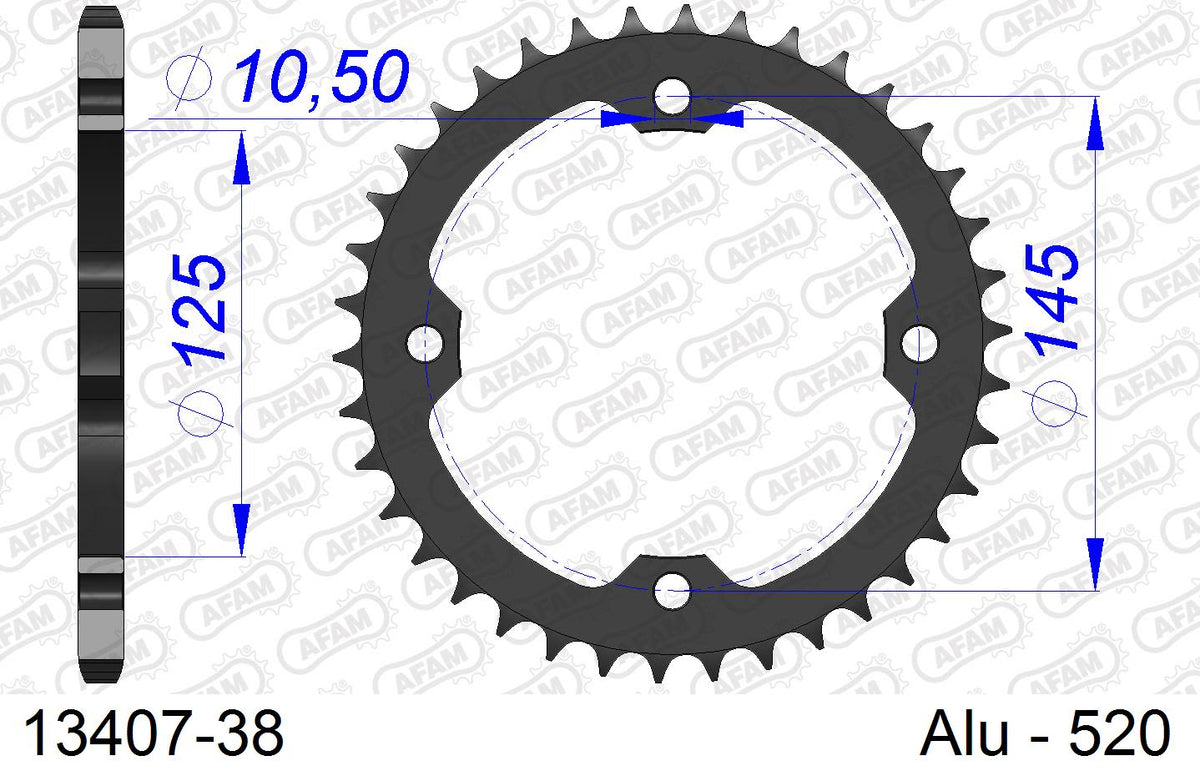 Corona AFAM 13407-38 in all. passo 520 YAMAHA YFZ 450 2003  -2013  